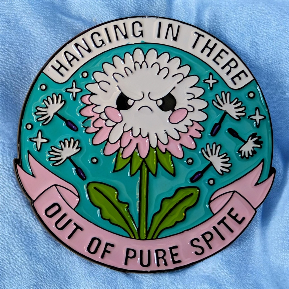 Floral Enamel Pin with Motivational Quote